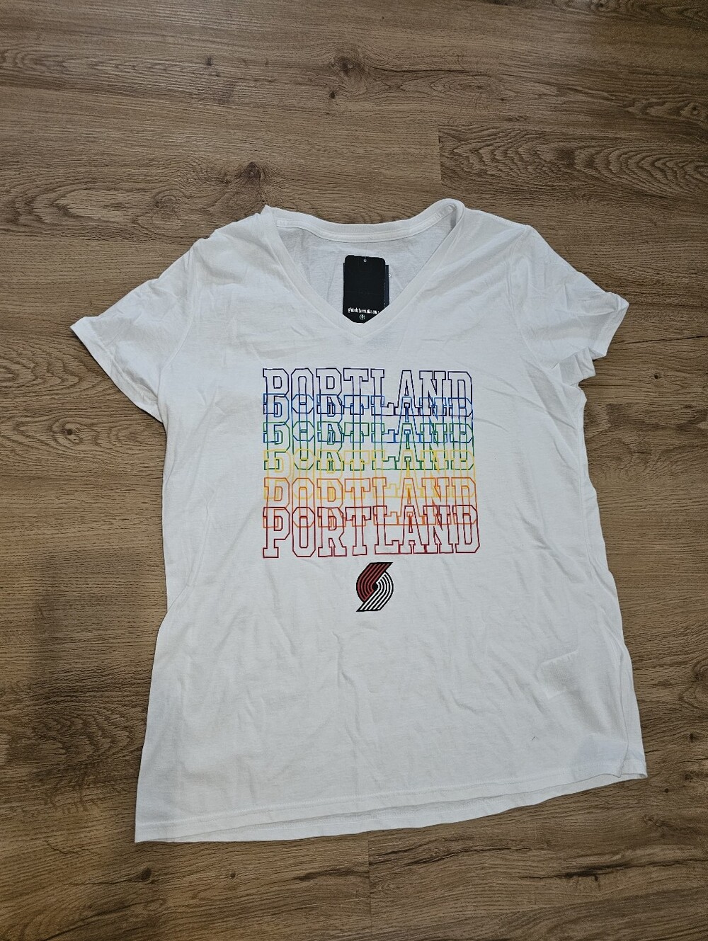Portland Rainbow Trail Blazers V Neck Short Sleeve Tee